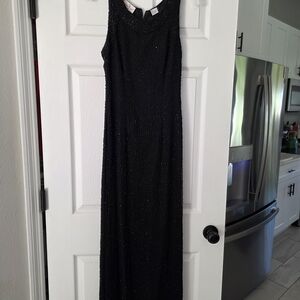 Sue Wong Black Beaded Sleeveless Maxi Gown